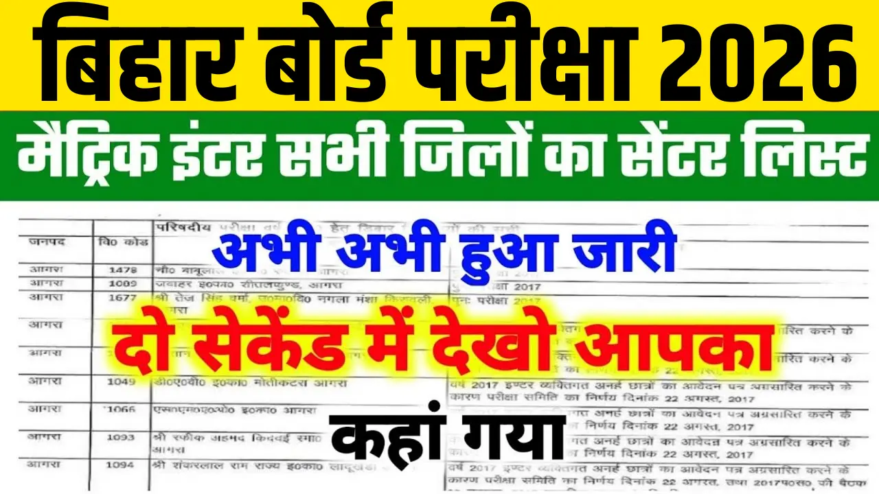 Bihar Board 10th 12th Center list 2026