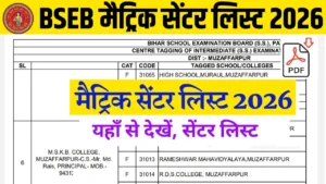 Bihar Board Class 10th Exam Center List 2026